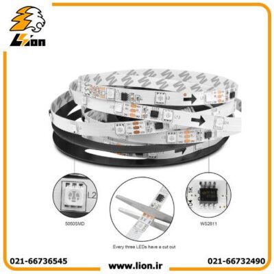 ریسه ال ای دی نواری 5050 60 ال ای دی RGB IC2811
